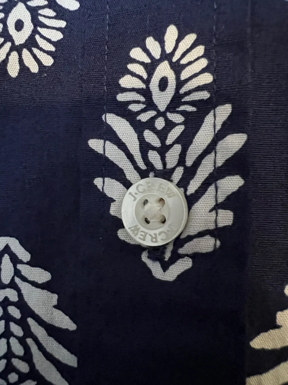 J.Crew Blue White‎ Block Print Button Down Shirt Medium Cotton Blend